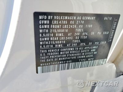 Zdjęcie 13 z 13 samochodu: 2010 VOLKSWAGEN TIGUAN S VIN:WVGAV7AX5AW531845 - miniatura