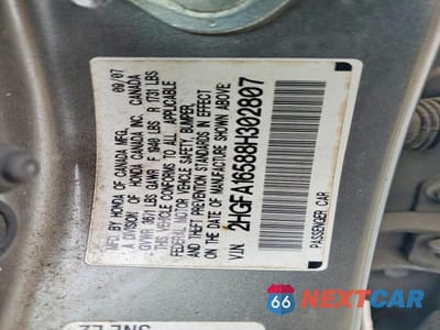Zdjęcie 12 z 12 samochodu: 2008 HONDA CIVIC LX VIN:2HGFA16588H302807 - miniatura