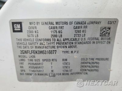 Zdjęcie 12 z 12 samochodu: 2017 CHEVROLET EQUINOX LT VIN:2GNFLFEK0H6316877 - miniatura