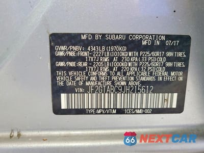 Zdjęcie 13 z 13 samochodu: 2018 SUBARU CROSSTREK PREMIUM VIN:JF2GTABC9JH215612 - miniatura