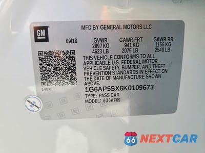 Zdjęcie 12 z 12 samochodu: 2019 CADILLAC CTS VIN:1G6AP5SX6K0109673 - miniatura