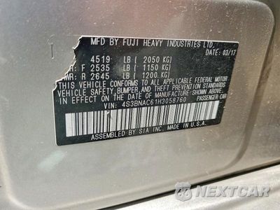 Zdjęcie 12 z 12 samochodu: 2017 SUBARU LEGACY 2.5I PREMIUM VIN:4S3BNAC61H3058760 - miniatura
