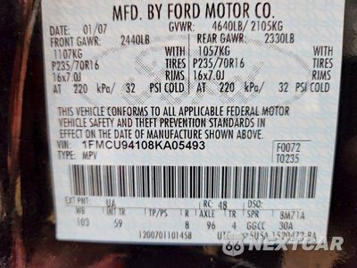 Zdjęcie 13 z 13 samochodu: 2008 FORD ESCAPE LIMITED VIN:1FMCU94108KA05493 - miniatura