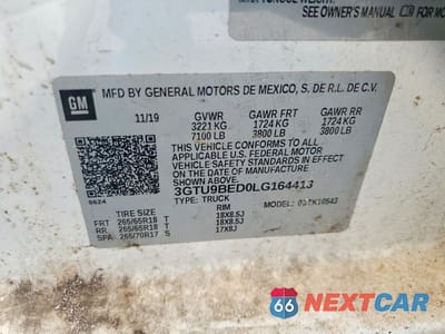 Zdjęcie 12 z 12 samochodu: 2020 GMC SIERRA K1500 SLE VIN:3GTU9BED0LG164413 - miniatura