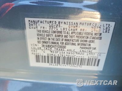 Zdjęcie 12 z 12 samochodu: 2026 NISSAN SENTRA SV VIN:3N1AB9CV4TY206090 - miniatura