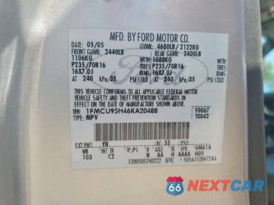 Zdjęcie 13 z 13 samochodu: 2006 FORD ESCAPE HEV VIN:1FMCU95H46KA20488 - miniatura