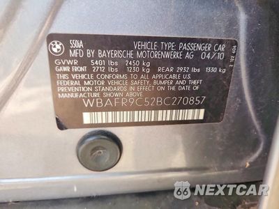 Zdjęcie 12 z 12 samochodu: 2011 BMW 550 I VIN:WBAFR9C52BC270857 - miniatura