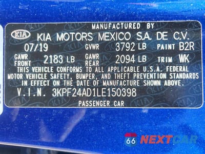 Zdjęcie 13 z 13 samochodu: 2020 KIA FORTE LXS VIN:3KPF24AD1LE150398 - miniatura