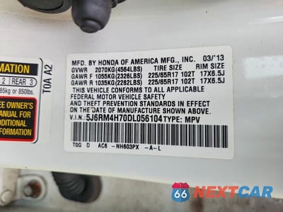Zdjęcie 13 z 13 samochodu: 2013 HONDA CRV VIN:5J6RM4H70DL056104 - miniatura