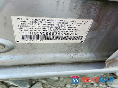 Zdjęcie 12 z 12 samochodu: 2003 HONDA ACCORD VIN:1HGCM56653A054758 - miniatura
