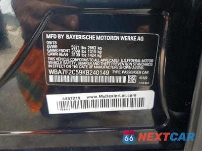 Zdjęcie 12 z 12 samochodu: 2019 BMW 750 XI VIN:WBA7F2C59KB240149 - miniatura