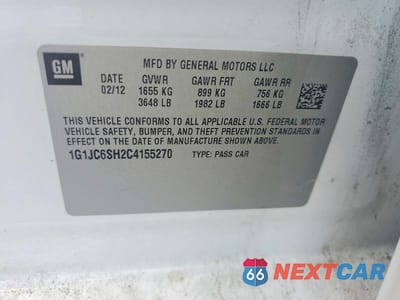 Zdjęcie 12 z 12 samochodu: 2012 CHEVROLET SONIC LT VIN:1G1JC6SH2C4155270 - miniatura