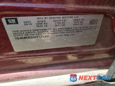 Zdjęcie 12 z 12 samochodu: 2015 BUICK LACROSSE VIN:1G4GB5G30FF173492 - miniatura