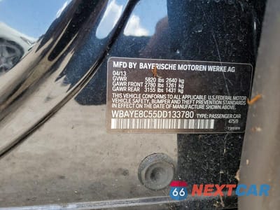 Zdjęcie 12 z 12 samochodu: 2013 BMW 750 LI VIN:WBAYE8C55DD133780 - miniatura