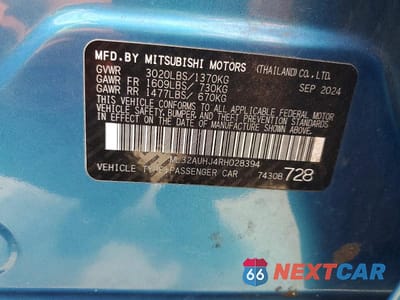 Zdjęcie 12 z 12 samochodu: 2024 MITSUBISHI MIRAGE ES VIN:ML32AUHJ4RH028394 - miniatura
