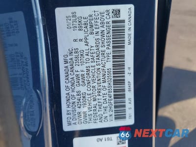 Zdjęcie 12 z 12 samochodu: 2025 HONDA CIVIC SPORT VIN:2HGFE4F85SH325565 - miniatura