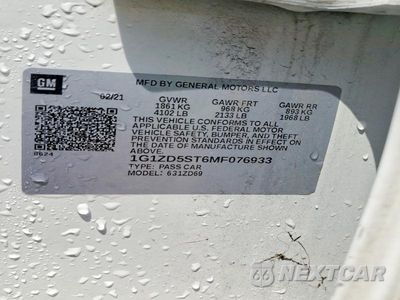 Zdjęcie 12 z 12 samochodu: 2021 CHEVROLET MALIBU LT VIN:1G1ZD5ST6MF076933 - miniatura