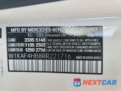 Zdjęcie 12 z 12 samochodu: 2024 MERCEDES-BENZ C 300 4MATIC VIN:W1KAF4HB8RR221716 - miniatura
