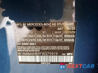 Zdjęcie 13 z 13 samochodu: 2023 MERCEDES-BENZ GLB 250 4MATIC VIN:W1N4M4HB9PW279919 - miniatura