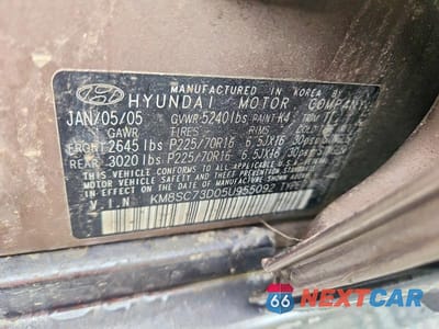 Zdjęcie 13 z 13 samochodu: 2005 HYUNDAI SANTA FE GLS VIN:KM8SC73D05U955092 - miniatura