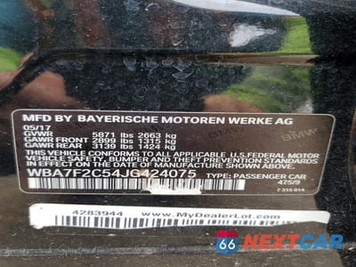 Zdjęcie 12 z 12 samochodu: 2018 BMW 750 XI VIN:WBA7F2C54JG424075 - miniatura