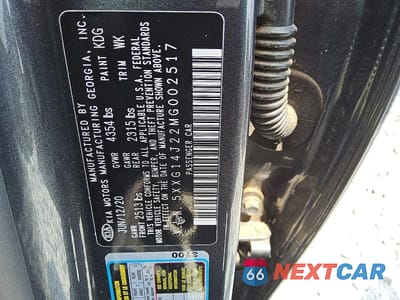 Zdjęcie 12 z 12 samochodu: 2021 KIA K5 LXS VIN:5XXG14J22MG002517 - miniatura