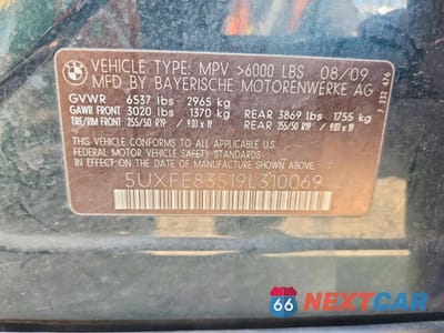 Zdjęcie 13 z 13 samochodu: 2009 BMW X5 XDRIVE48I VIN:5UXFE83519L310069 - miniatura