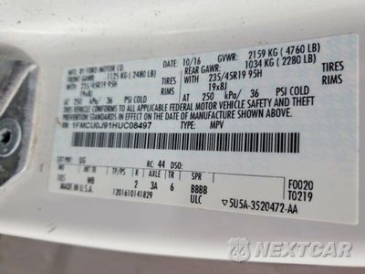Zdjęcie 13 z 13 samochodu: 2017 FORD ESCAPE TITANIUM VIN:1FMCU0J91HUC08497 - miniatura