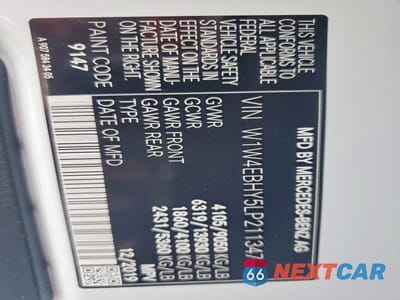 Zdjęcie 14 z 14 samochodu: 2020 MERCEDES-BENZ SPRINTER 2500 DELIVERY VAN VIN:W1W4EBHY5LP211347 - miniatura
