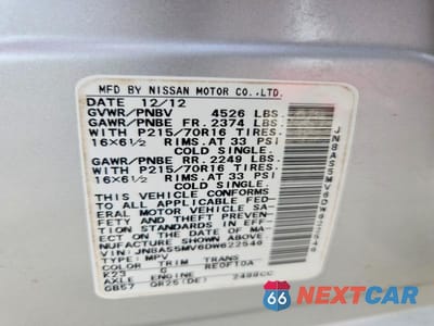 Zdjęcie 13 z 13 samochodu: 2013 NISSAN ROGUE S VIN:JN8AS5MV6DW622546 - miniatura
