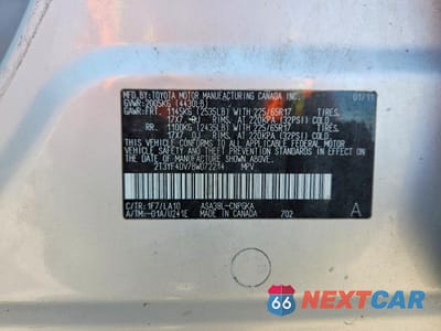 Zdjęcie 12 z 12 samochodu: 2011 TOYOTA RAV 4 VIN:2T3YF4DV7BW072214 - miniatura