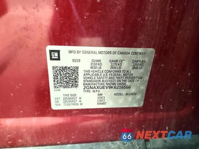 Zdjęcie 13 z 13 samochodu: 2019 CHEVROLET EQUINOX LT VIN:2GNAXUEV9K6216586 - miniatura