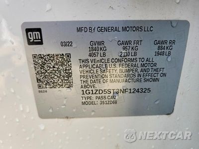 Zdjęcie 13 z 13 samochodu: 2022 CHEVROLET MALIBU LT VIN:1G1ZD5ST3NF124325 - miniatura