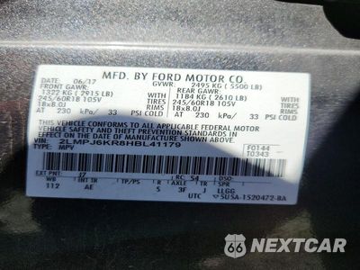 Zdjęcie 14 z 14 samochodu: 2017 LINCOLN MKX SELECT VIN:2LMPJ6KR8HBL41179 - miniatura