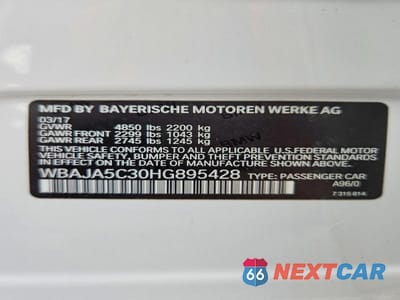 Zdjęcie 12 z 12 samochodu: 2017 BMW 530 I VIN:WBAJA5C30HG895428 - miniatura