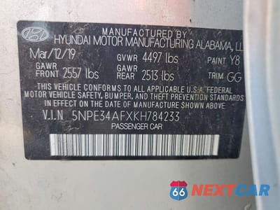Zdjęcie 12 z 12 samochodu: 2019 HYUNDAI SONATA SEL VIN:5NPE34AFXKH784233 - miniatura