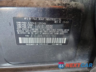 Zdjęcie 12 z 12 samochodu: 2012 SUBARU IMPREZA LIMITED VIN:JF1GJAH61CH011160 - miniatura