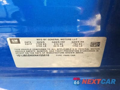 Zdjęcie 12 z 12 samochodu: 2017 CHEVROLET SONIC LS VIN:1G1JB5SHXH4155618 - miniatura
