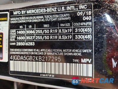 Zdjęcie 13 z 13 samochodu: 2019 MERCEDES-BENZ GLE 400 4MATIC VIN:4JGDA5GB2KB217295 - miniatura