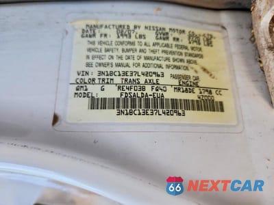 Zdjęcie 13 z 13 samochodu: 2007 NISSAN VERSA S/SL VIN:3N1BC13E37L420963 - miniatura
