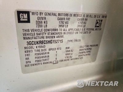 Zdjęcie 12 z 12 samochodu: 2017 CHEVROLET SILVERADO K1500 LT VIN:3GCUKREC6HG152715 - miniatura