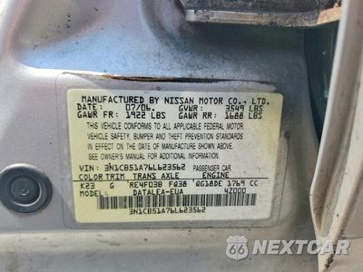 Zdjęcie 12 z 12 samochodu: 2006 NISSAN SENTRA 1.8S VIN:3N1CB51A76L623562 - miniatura