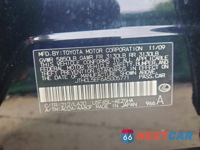 Zdjęcie 12 z 12 samochodu: 2010 LEXUS LS 460 VIN:JTHCL5EF6A5005771 - miniatura