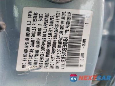 Zdjęcie 12 z 12 samochodu: 2014 HONDA CIVIC HYBRID L VIN:19XFB4F32EE000464 - miniatura