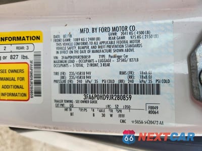 Zdjęcie 13 z 13 samochodu: 2018 FORD FUSION SE VIN:3FA6P0HD9JR280859 - miniatura