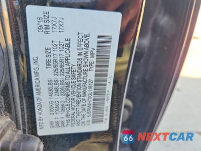 Zdjęcie 13 z 13 samochodu: 2016 HONDA CR-V EXL VIN:5J6RM4H70GL116127 - miniatura