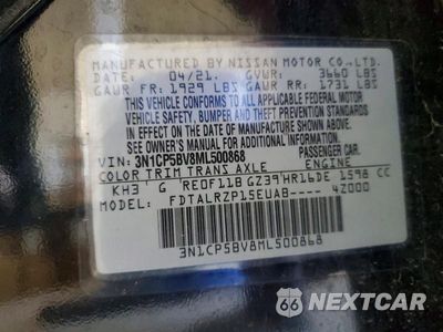 Zdjęcie 12 z 12 samochodu: 2021 NISSAN KICKS S VIN:3N1CP5BV8ML500868 - miniatura