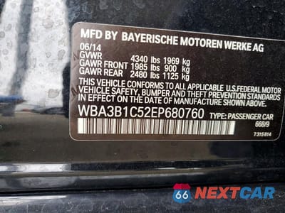 Zdjęcie 12 z 12 samochodu: 2014 BMW 320 I VIN:WBA3B1C52EP680760 - miniatura