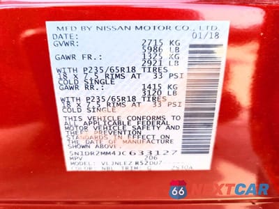 Zdjęcie 13 z 13 samochodu: 2018 NISSAN PATHFINDER SV VIN:5N1DR2MM4JC633127 - miniatura