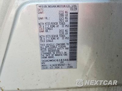 Zdjęcie 14 z 14 samochodu: 2019 NISSAN PATHFINDER S VIN:5N1DR2MM5KC618346 - miniatura